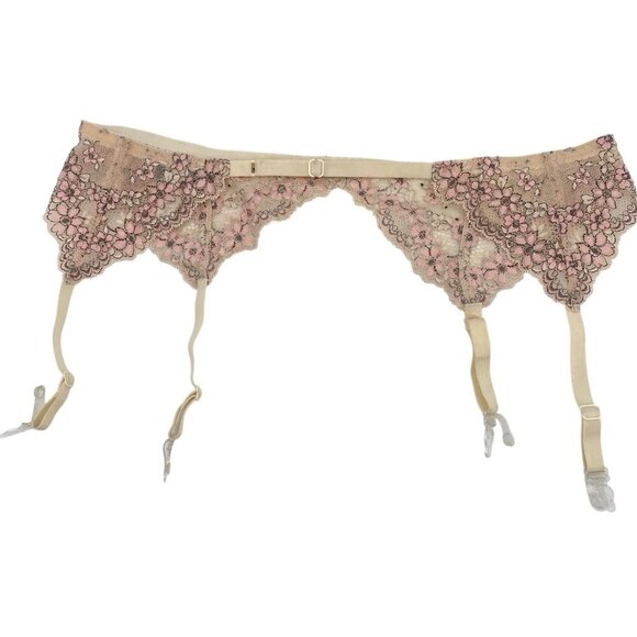 Cosabella Paradiso Size M/L Garter Belt Lace Floral Adjustable Beige Pink - Picture 1 of 11